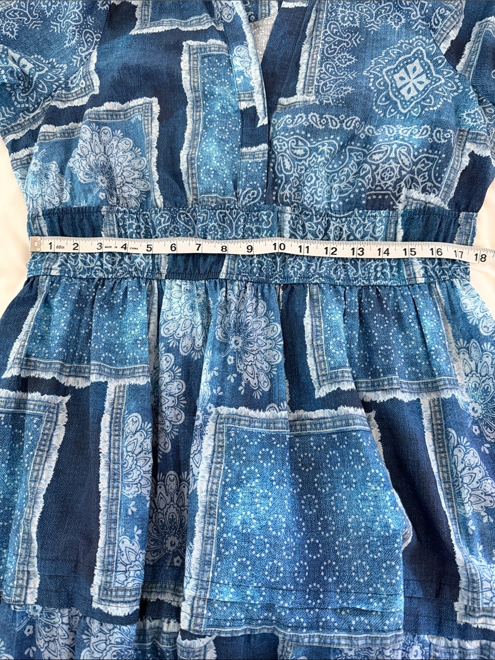 Anthropologie Somerset Maxi Dress Blue Patchwork Print XL Petite - Picture 9 of 11